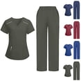 thumbnail image 1 of Scrubs for Women Set V-Neck Scrub Uniform Tops Classic Medical Workwear with Elastic Waist Straight-leg Jogger Pants, 1 of 5
