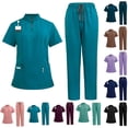 thumbnail image 1 of Scrubs for Women Set-Zipper Collar Top & Straight Pants Scrubs Set Workwear Nurse Nursing Uniforms,Turquoise M, 1 of 3
