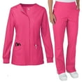 thumbnail image 1 of Scrubs for Women Set – short Top and Pants Womens Scrub Sets with Pocket Hot Pink M, 1 of 3