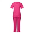thumbnail image 1 of Scrubs for Women Sets High Quality 2 Piece Nurse Working Uniforms Lightweight Workwear Clinical Top Pants Women's 2-Piece Scrub Set Hot Pink S, 1 of 3