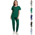 thumbnail image 1 of Scrubs for Women Sets with Pockets Short Sleeve Solid Color Casual Nurse Protective Uniform Top Shirt Set, 1 of 4