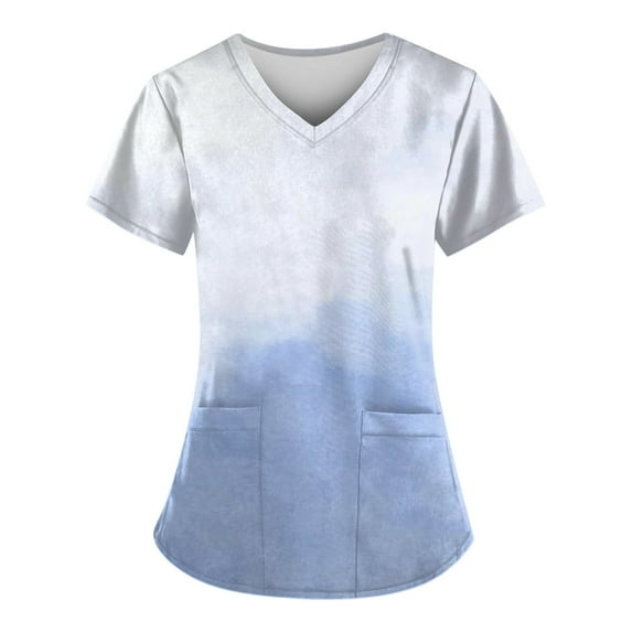 Scrubs for Women Short Sleeve Summer Working Scrub Casual Short Pocket Thin for