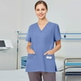 thumbnail image 1 of Scrubs for Women Short Sleeve V-Neck Nurse Workwear Top with Pockets, 1 of 5