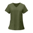thumbnail image 1 of Scrubs for Women, Soft V-Neck Scrub Tops, Stretchy Medical Uniform with Pockets, Breathable & Easy Care Army Green S, 1 of 4