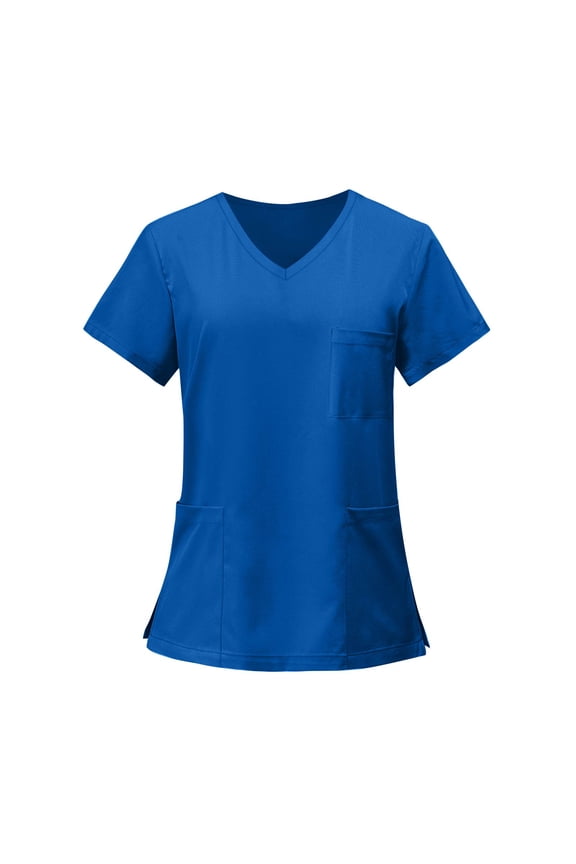Scrubs for Women, Soft V-Neck Scrub Tops, Stretchy Medical Uniform with Pockets, Breathable & Easy Care Dark Blue M