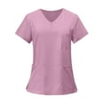 thumbnail image 1 of Scrubs for Women, Soft V-Neck Scrub Tops, Stretchy Medical Uniform with Pockets, Breathable & Easy Care Purple XL, 1 of 4