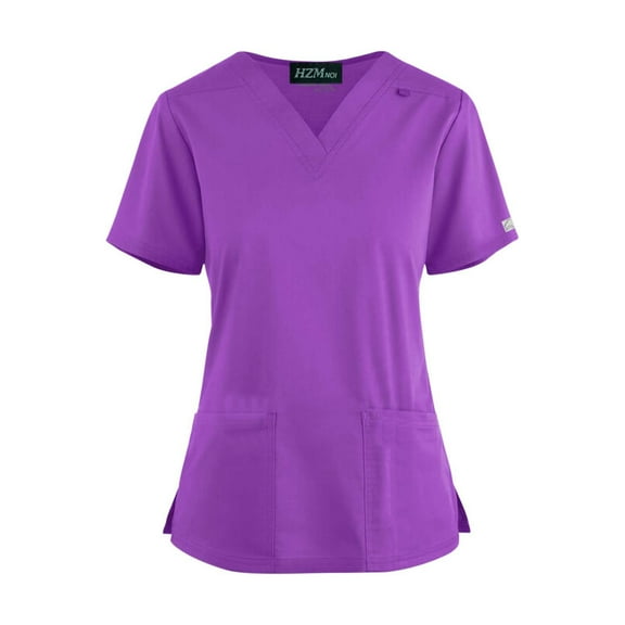 Scrubs for Women Solid Color Lightweight V-Neck Short Sleeved Scrub Tops Healthcare Uniform Outfit Clothes