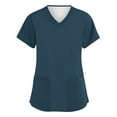 thumbnail image 1 of Scrubs for Women Solid Color Tops for Women Short Sleeve Nursing Uniforms Stretch Nursing Medical Scrubs T Shirts with Pockets, 1 of 5