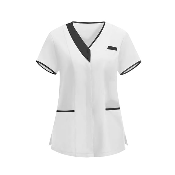 Scrubs for Women Stretchy Scrub Tops Nurse Uniform V-Neck Short Sleeve T-Shirt with Pockets