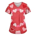 thumbnail image 1 of Scrubs for Women Tops Animal Print Shirt V Neck Cartoon Pattern Short Sleeve Nursing Uniform with Pockets 2025 Red L, 1 of 4