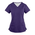 thumbnail image 1 of Scrubs for Women – Ultra Soft 4-Way Stretch V-Neck Top with Convenient Pockets, Easy Care Fabric Dark Purple XL, 1 of 4