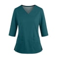 Side Panel Options Scrubs for Women V-Neck 3/4 Sleeve 2 Pockets 2-Way Stretch Yoga Knit ...