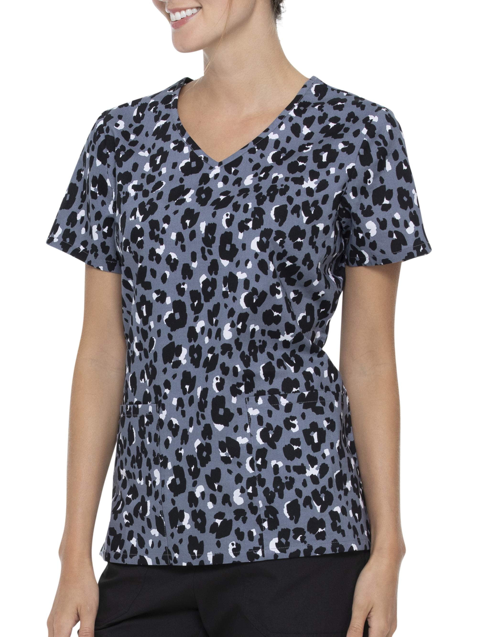 Leopard print scrub top sale