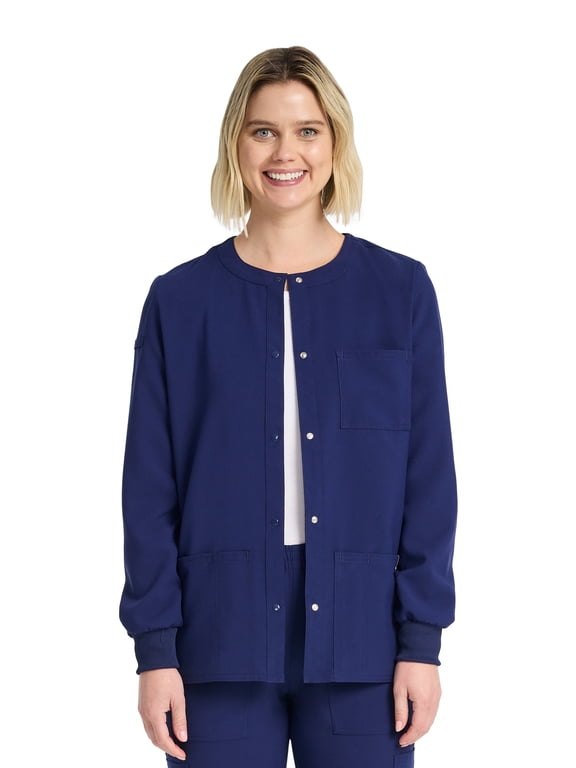 Fashion Seasonal Stretch Snap Warm-up Jacket, Sizes XS-3XL