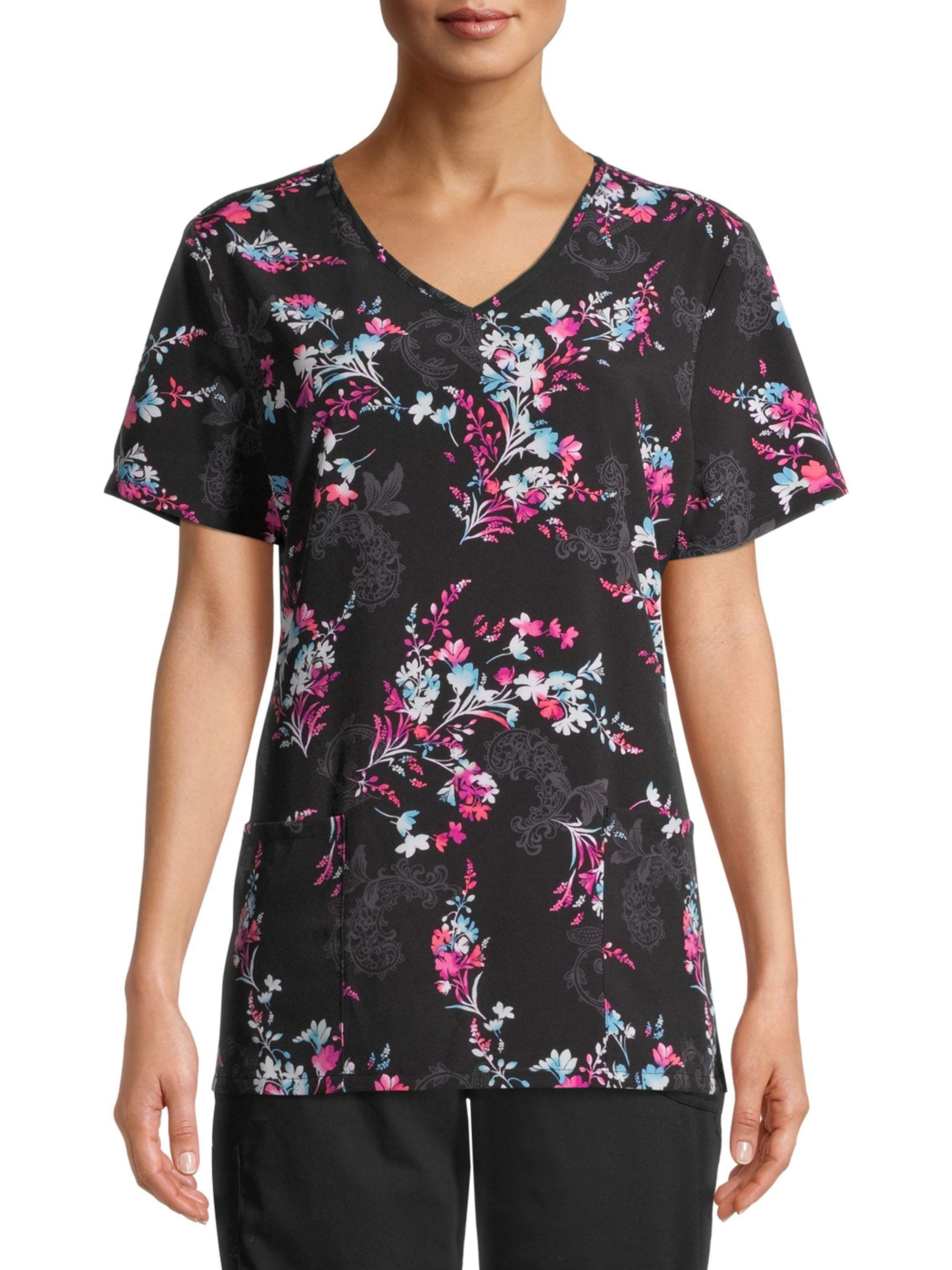 Scrubstar "Magical Bouquet" Women's VNeck Print Scrub Top