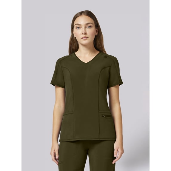 Scrubstar Performance Women’s Shaped Antimicrobial Mesh Panel V-Neck Scrub Top, Sizes XS–3XL