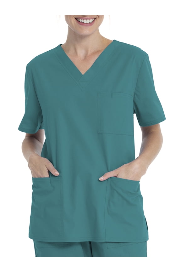 Unisex Solid V-Neck Scrub Top WM01T895
