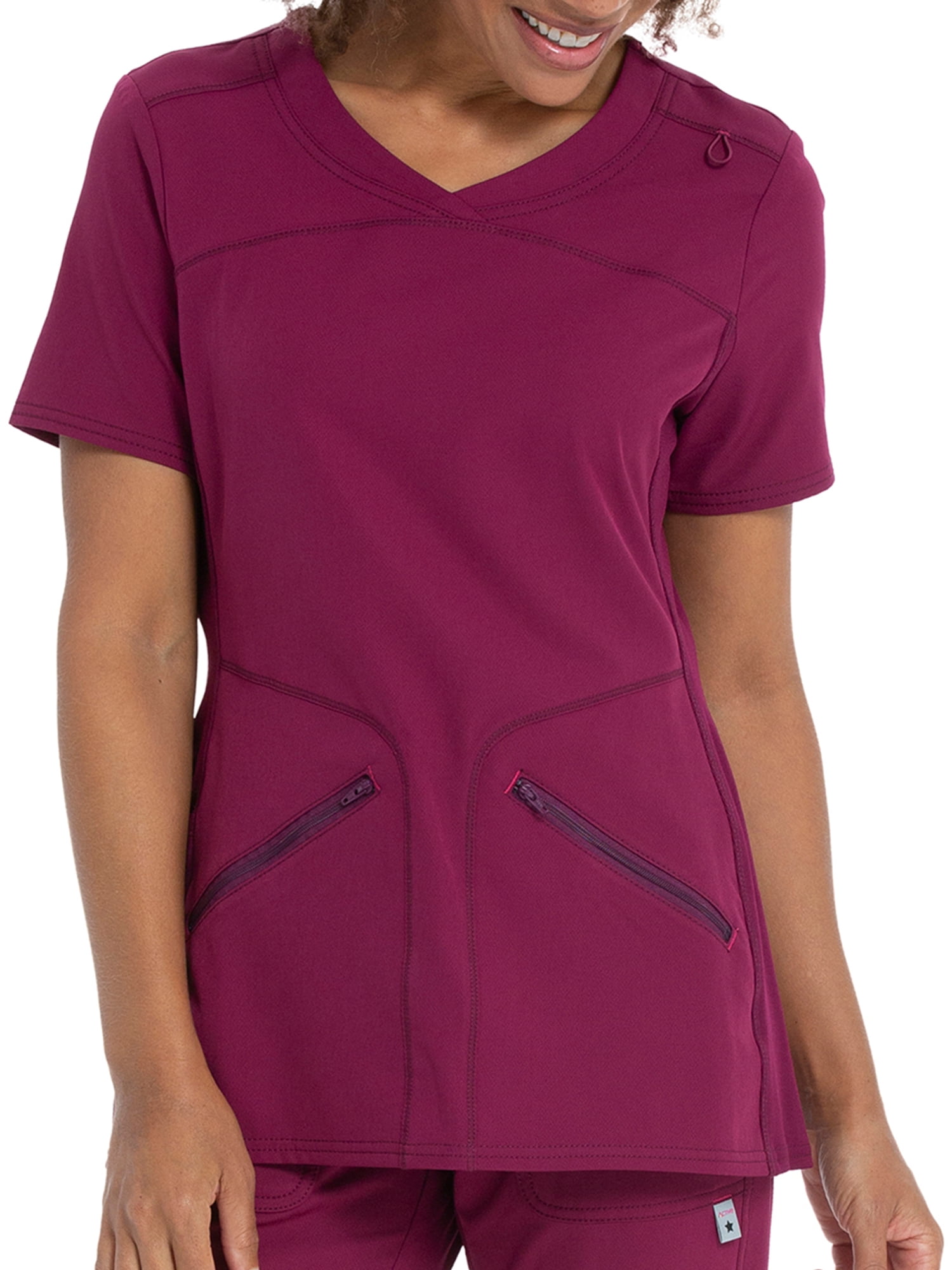 Scrubstar Women's Active Stretch RibKnit Side Panel VNeck Scrub Top