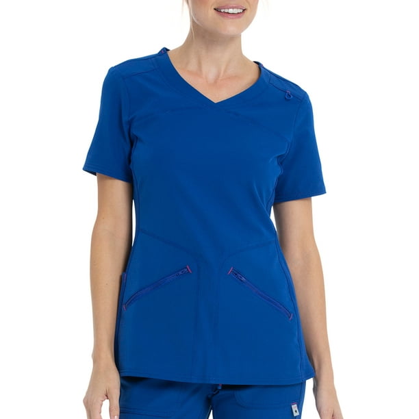 Scrubstar Women's Active Stretch RibKnit Side Panel VNeck Scrub Top