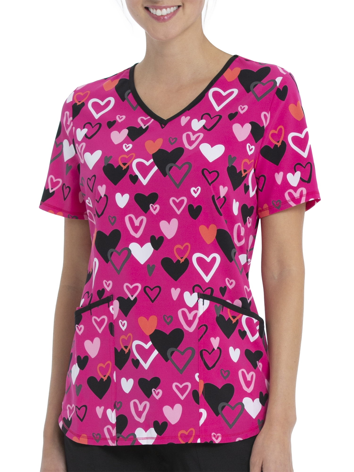 Scrubstar Women's "Charming Hearts" VNeck Print Scrub Top