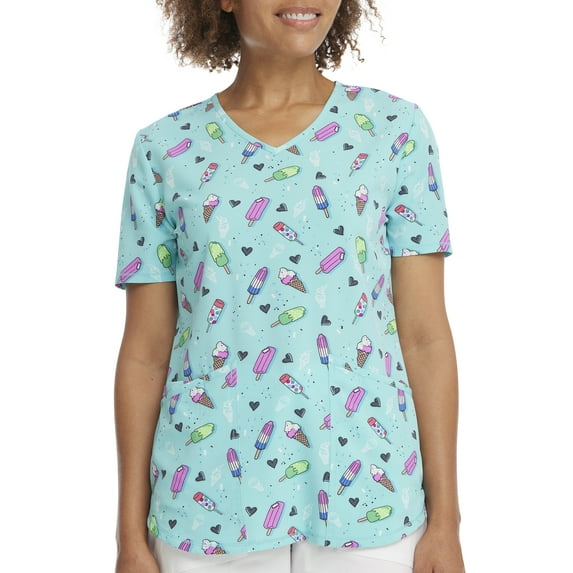 Scrubstar Women's "Chillin Treats" V-Neck Print Scrub Top WM32T738GG