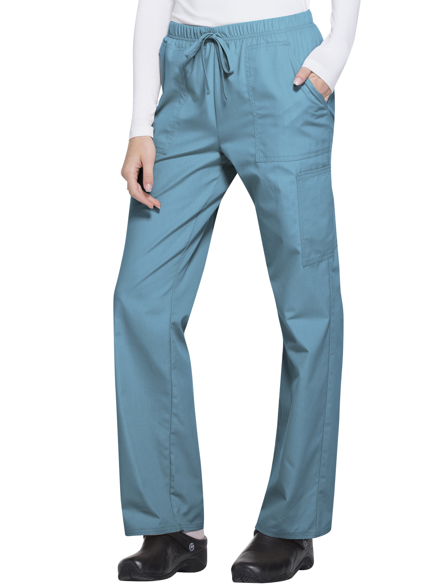 Scrubstar Women's Core Essentials Brushed Poplin Drawstring Cargo Scrub