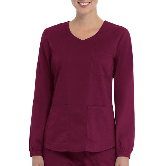 Scrubstar Women's Core Essentials Mechanical Stretch Long Sleeve V-Neck Scrub Top WD844