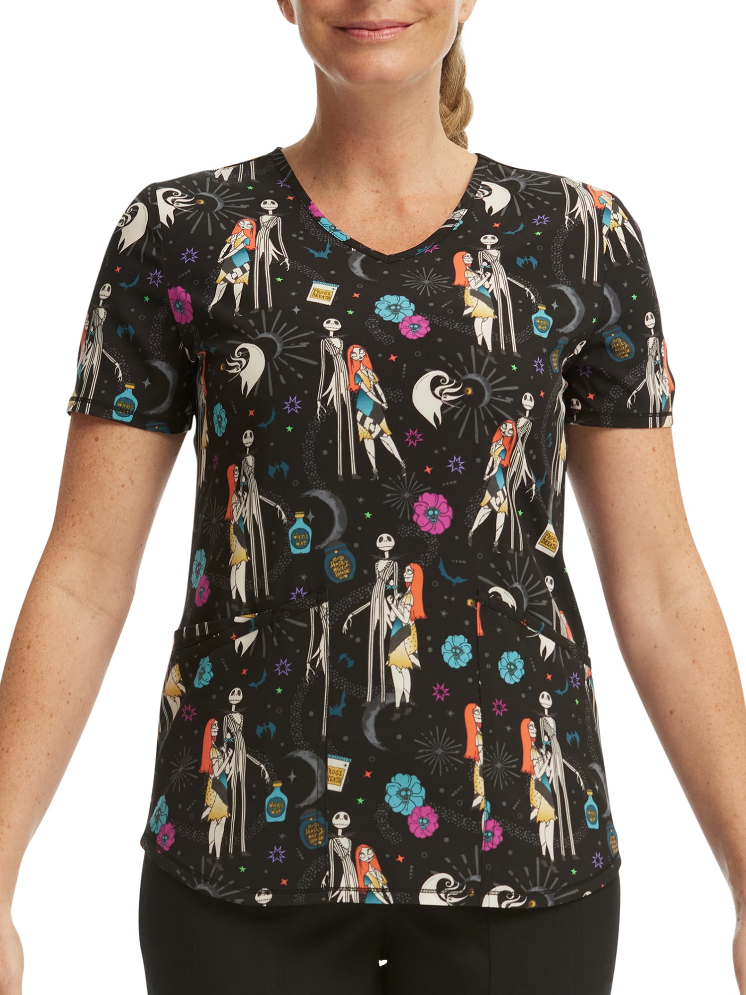 Disney christmas scrub tops discount