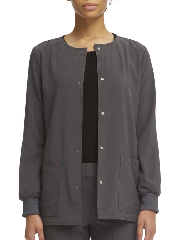 Women's Ethical Fabric Stretch Snap Front Active Warm Up Scrub Jacket, Sizes XS-3XL
