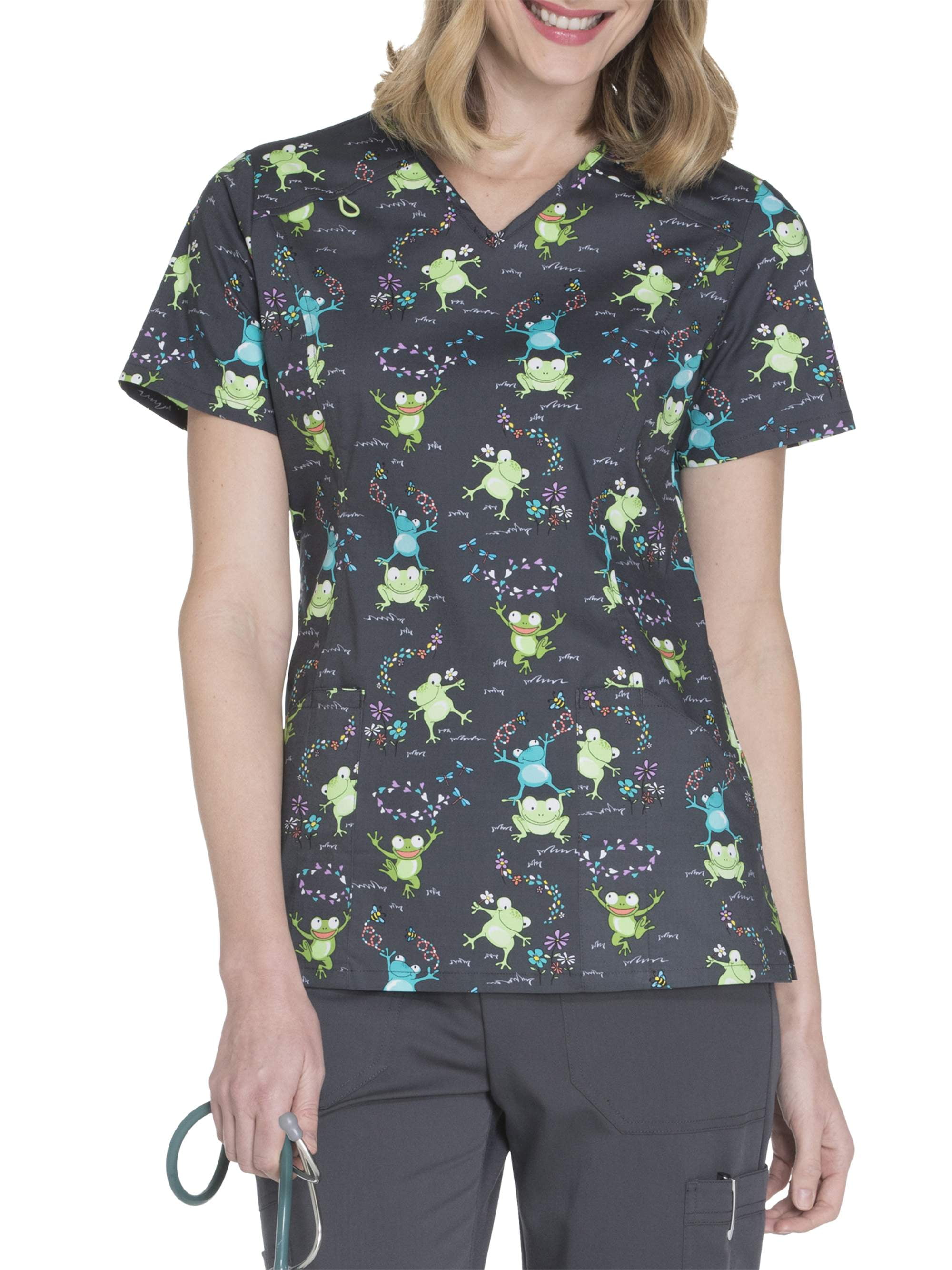 Scrubstar Women's Fashion Collection Printed VNeck Scrub Top