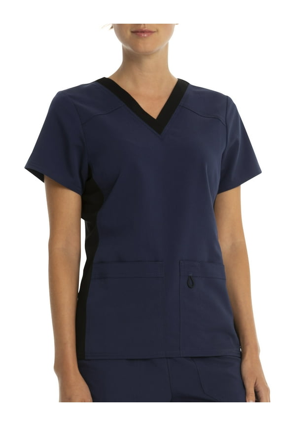 Women's Flexible Stretch Knit Side Panel V-Neck Scrub Top WD803