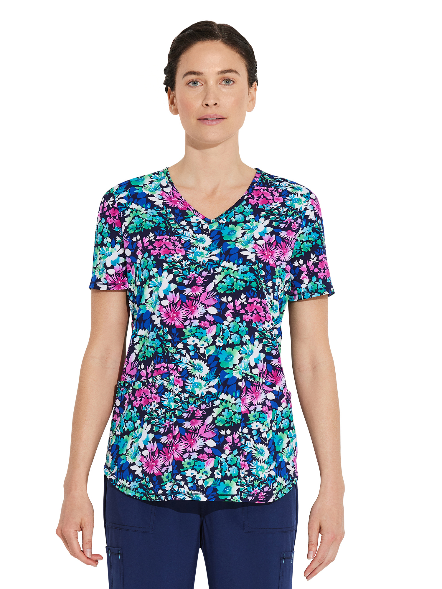 Disney Women's Fashion Collection Spring Cotton VNeck Scrub Top