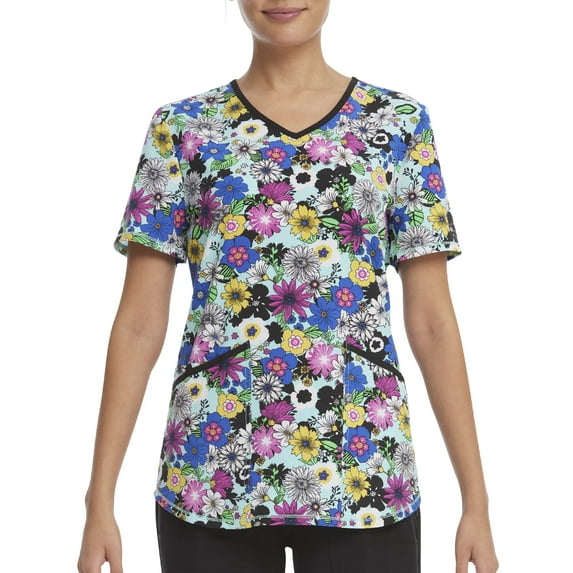 Scrubstar Women's "Fun Floral" V-Neck Print Scrub Top WM22T738GC