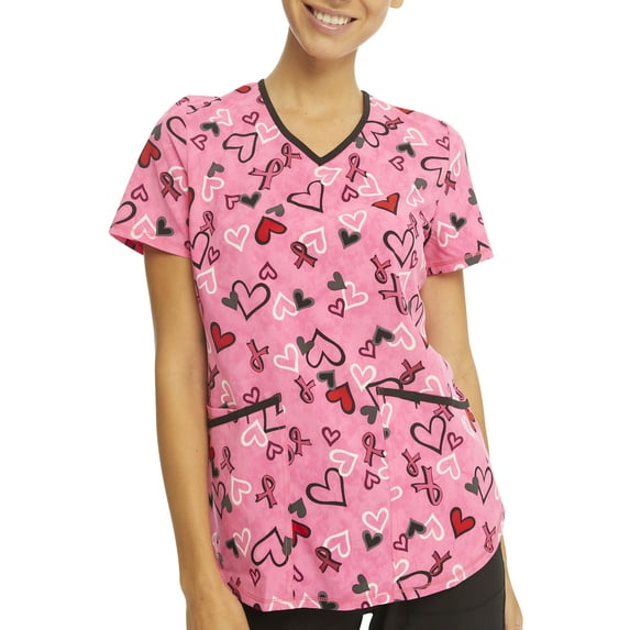 Scrubstar Women's "Hearts That Heal" V-Neck Print Scrub Top
