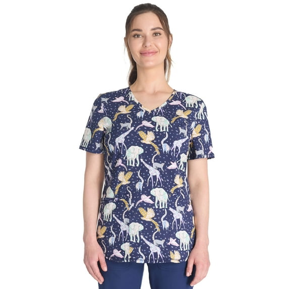 Scrubstar Women's Magical Menagerie V-Neck Print Scrub Top, Sizes XS-3XL
