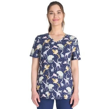 Scrubstar Women's Magical Menagerie V-Neck Print Scrub Top, Sizes XS-3XL