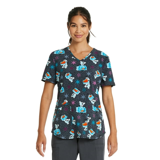 Scrubstar Women's Olaf Meltdown Scrub Top, Sizes S3X