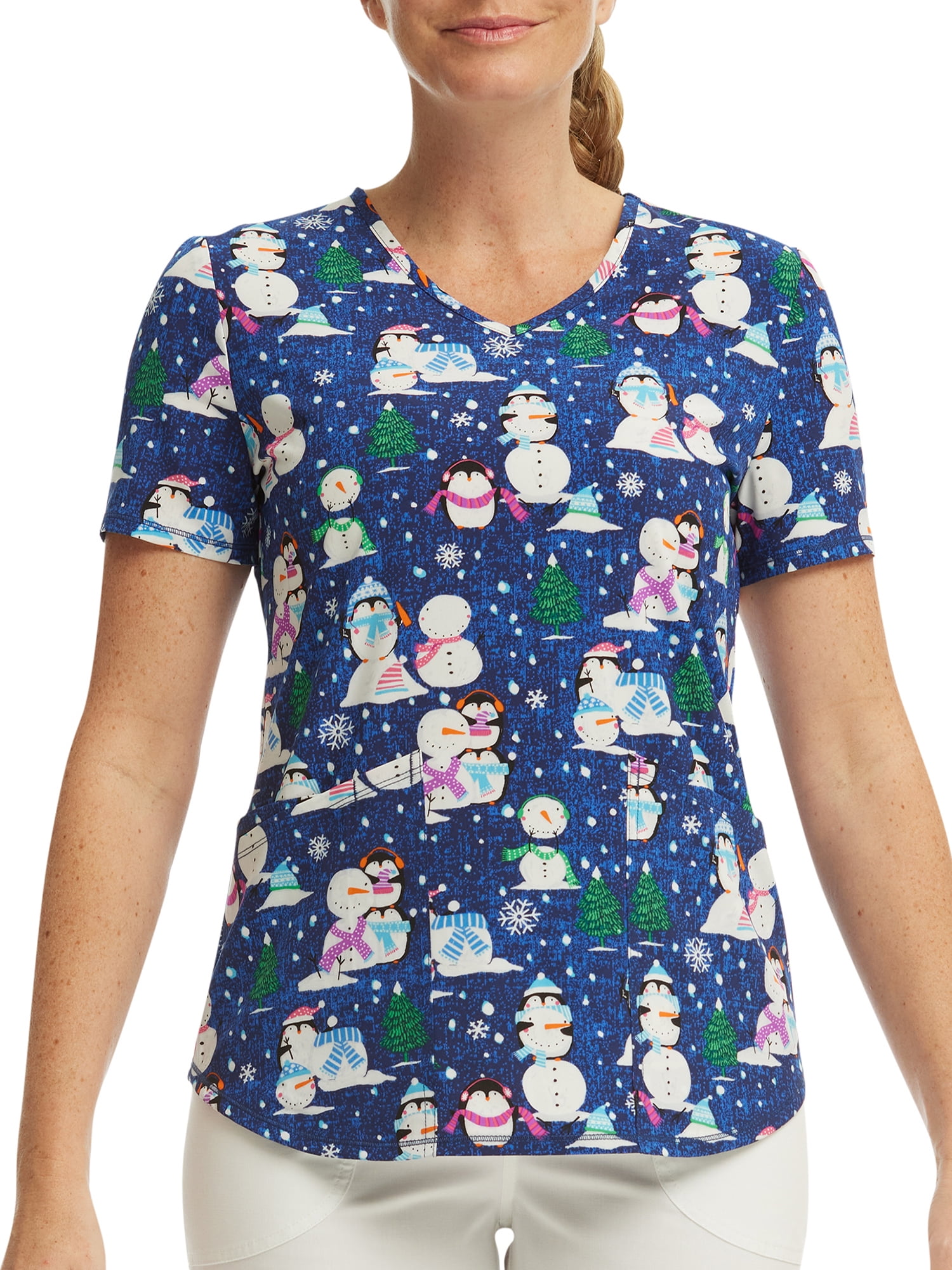 Scrubstar Women's Penguin Playtime V-Neck Print Scrub Top WM42T738GD
