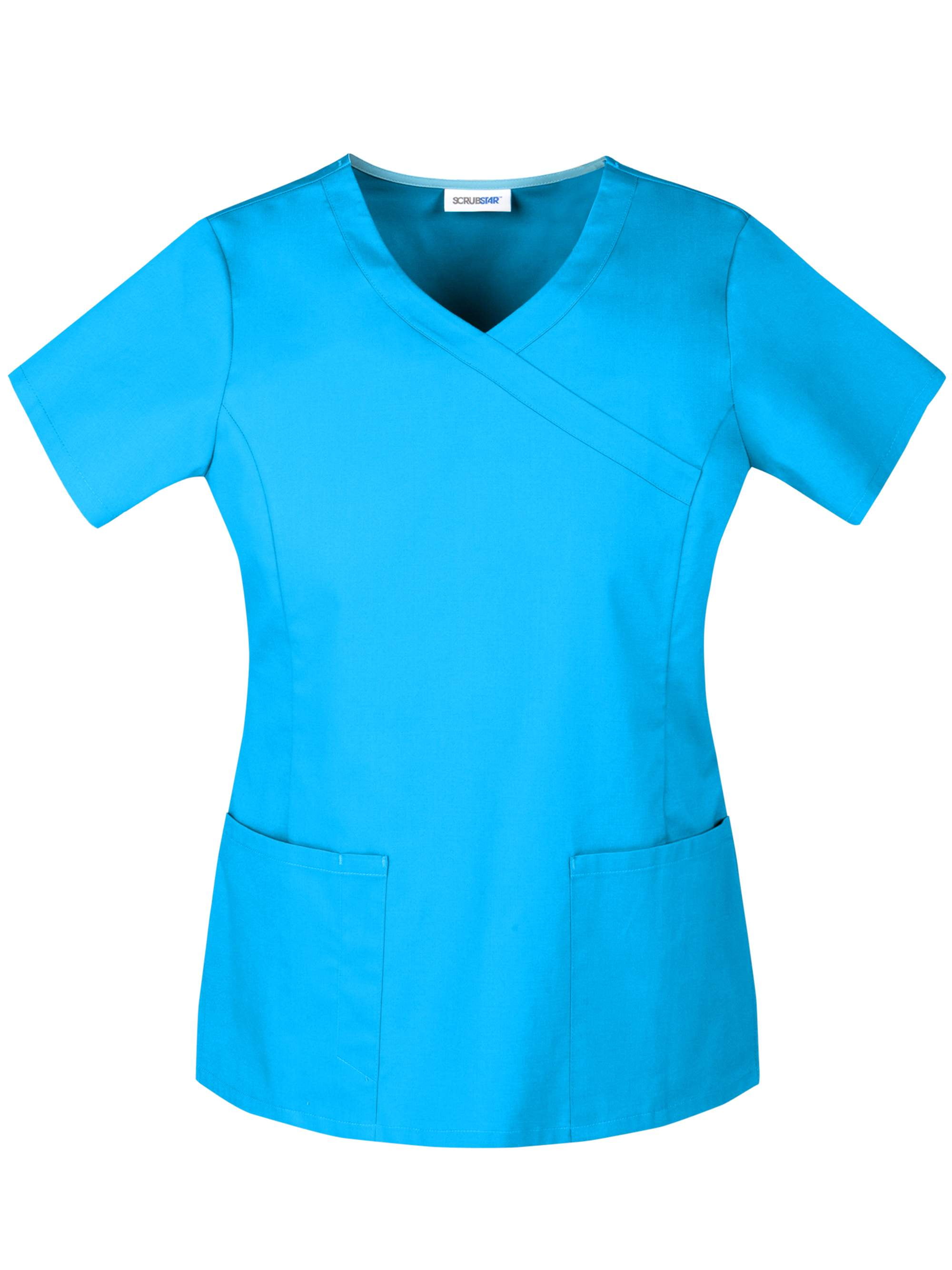 Scrubstar Women's Premium Collection Stretch Mock Wrap Scrub Top