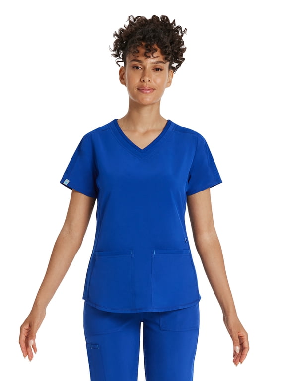 Women's Premium Performance Stretch Double V-Neck Scrub Top, Sizes XS-3XL