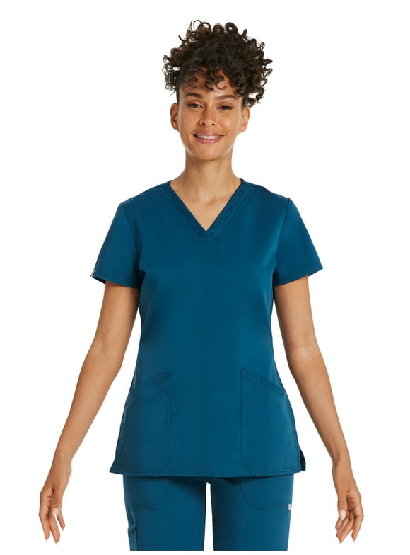 Scrubstar Women's Premium Ultimate Stretch V-Neck Scrub Top, Sizes XS-3XL