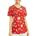 thumbnail image 1 of Scrubstar Women's Rudolph "Santa's Cookies" V-Neck Print Scrub Top, 1 of 6