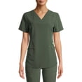 thumbnail image 1 of Scrubstar Women's Seasonal Solid Contrast V-Neck Scrub Top, 1 of 6