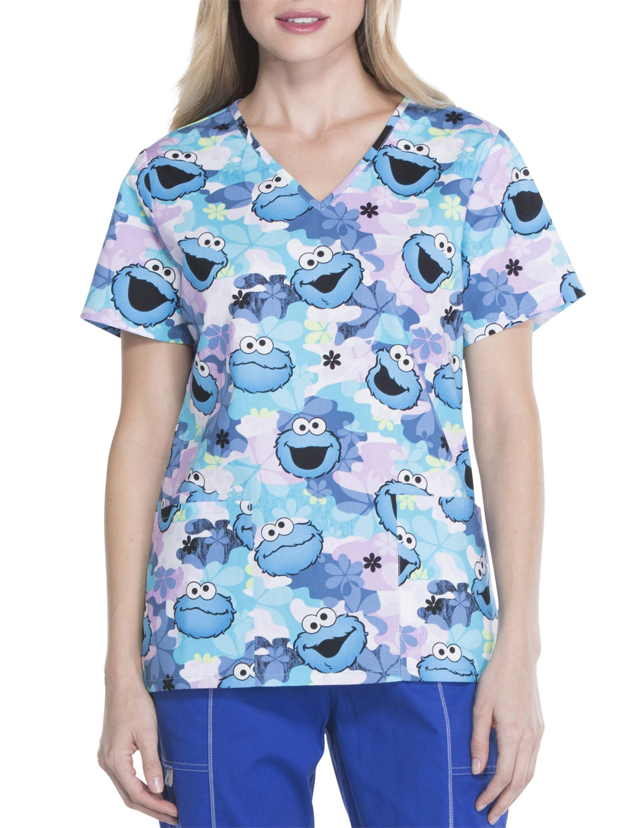 Cookie Monster V Neck scrub top for women