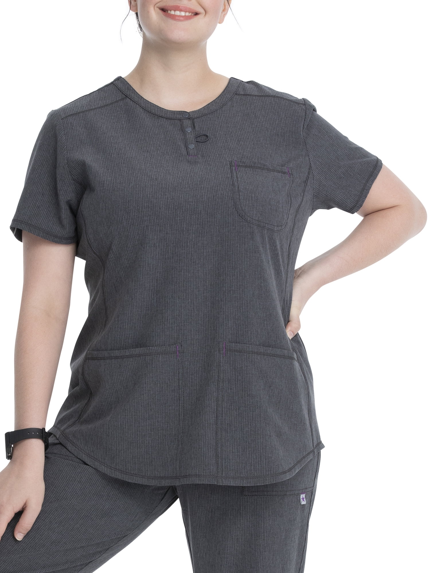 Scrubstar Women's Supreme Stretch Antimicrobial Heather VNeck Placket