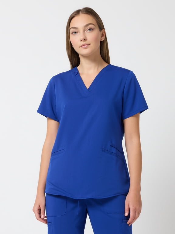 Ultimate Women’s Antimicrobial Welt Pocket V-Neck Scrub Top, Sizes XS–3XL