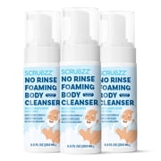 Scrubzz No Rinse Body Wash for Elderly, Rinse Free Cleansing Foam, Waterless Foaming Cleanser for Men and Women, Great for Camping, Gym and Post Workout, Hospital Stays and Post Surgery - 3 Pack
