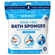 Scrubzz Rinse Free Bath Sponge, No Rinse Bath Wipes - 25 Count - 1 Pack