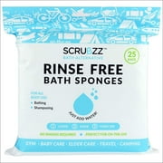 Scrubzz Rinse Free Bath Sponge, No Rinse Bath Wipes - 25 Count - 1 Pack