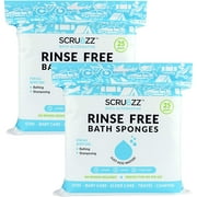 Scrubzz Rinse Free Bath Sponge, No Rinse Bath Wipes - 50 Count - 2 Pack